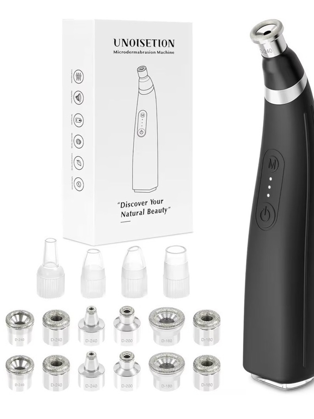 UNOISETION Black Microdermabrasion Machine with Multiple Tips